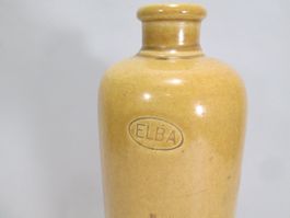 antike glasierte Steingutflasche/Keramikflaschen "ELBA"
