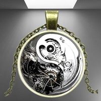 🔩Steampunk Yin Yang Anhänger mit Halskette! bronze⚙️💫