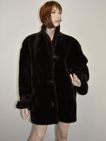 Warme Jacke Kunstfell/Lamm-Optik/Fasnachtskostüm/braun/L