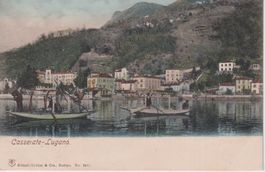 AK Casserate - Lugano vista dal lago con barche, RARA '900
