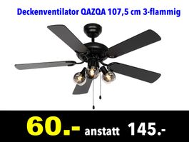 🔴 Deckenventilator QAZQA 107,5 cm 3-flammig /558B