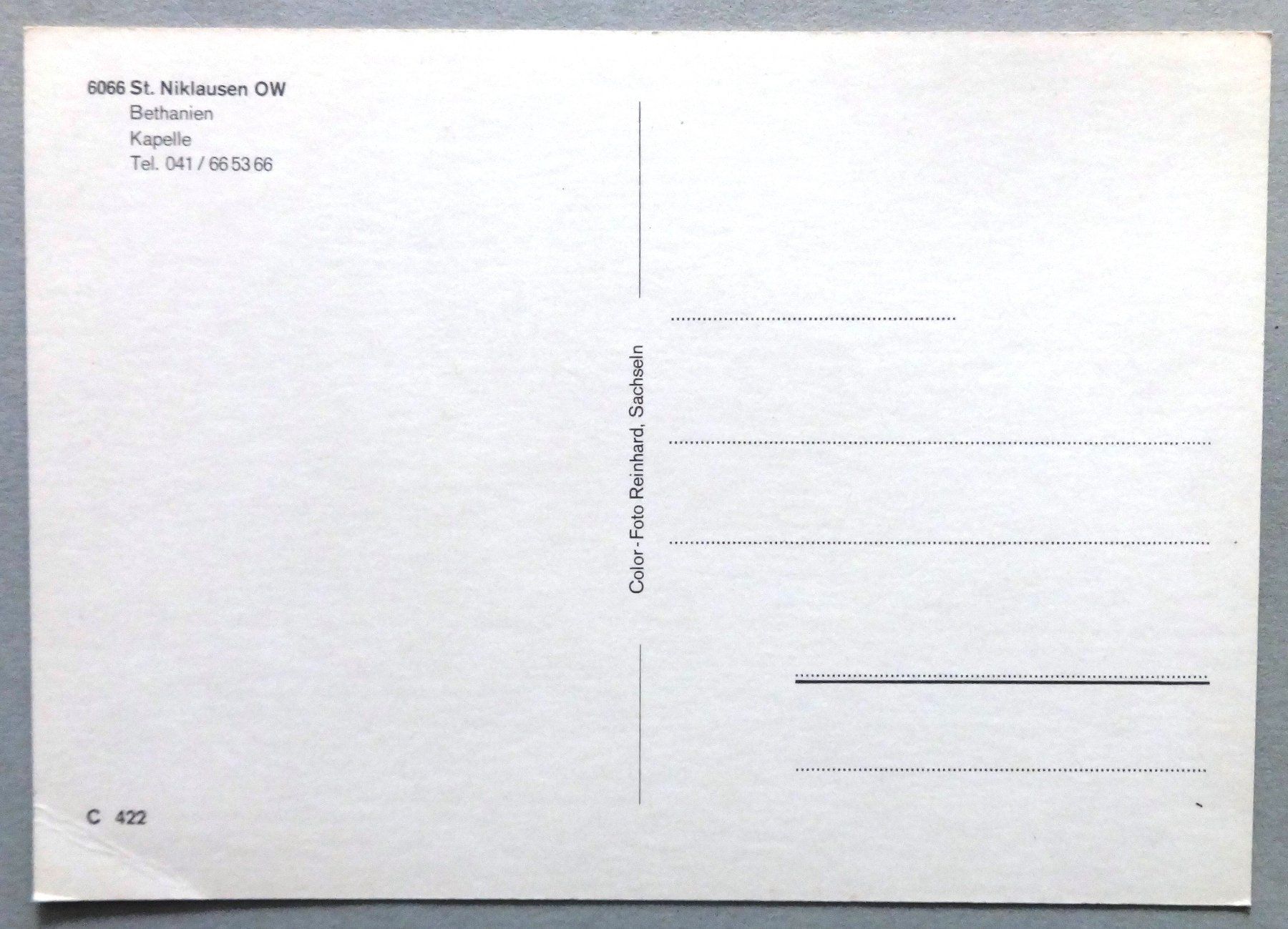 Cartoline postali: St. Niklausen, Bethanien, Kapelle – Usato da Fétigny venduto da Billy2miny 1
