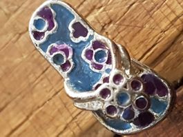 Ohrstecker Solitär Flipflop blau violett silberfarben