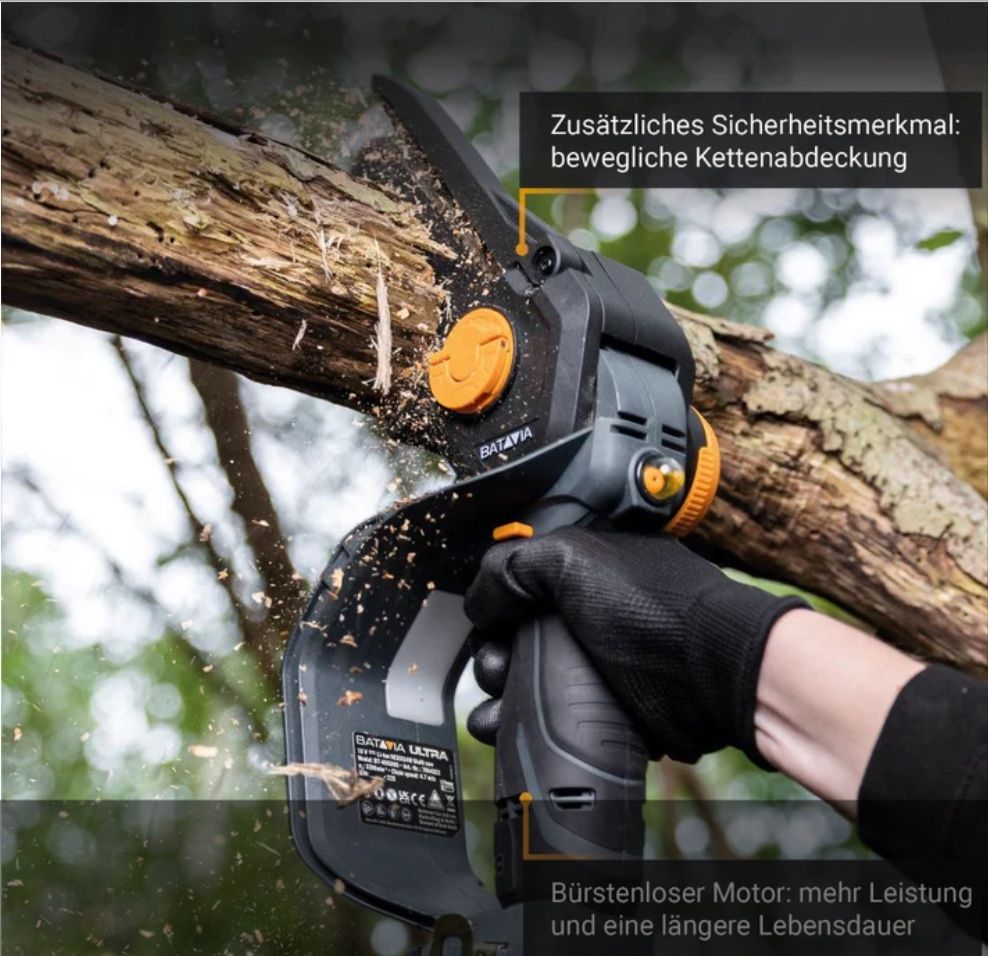 Seghe: 18 Volt  Einhand Akku-Kettensäge /  Brushless 7'' – Nuovo e nell'imballaggio originale da Solothurn venduto da Bulldog 3