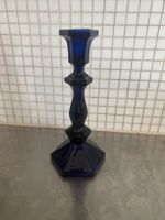 Kerzenständer, Pressglas, Blaues Glas, Kobaltblau, Vintage