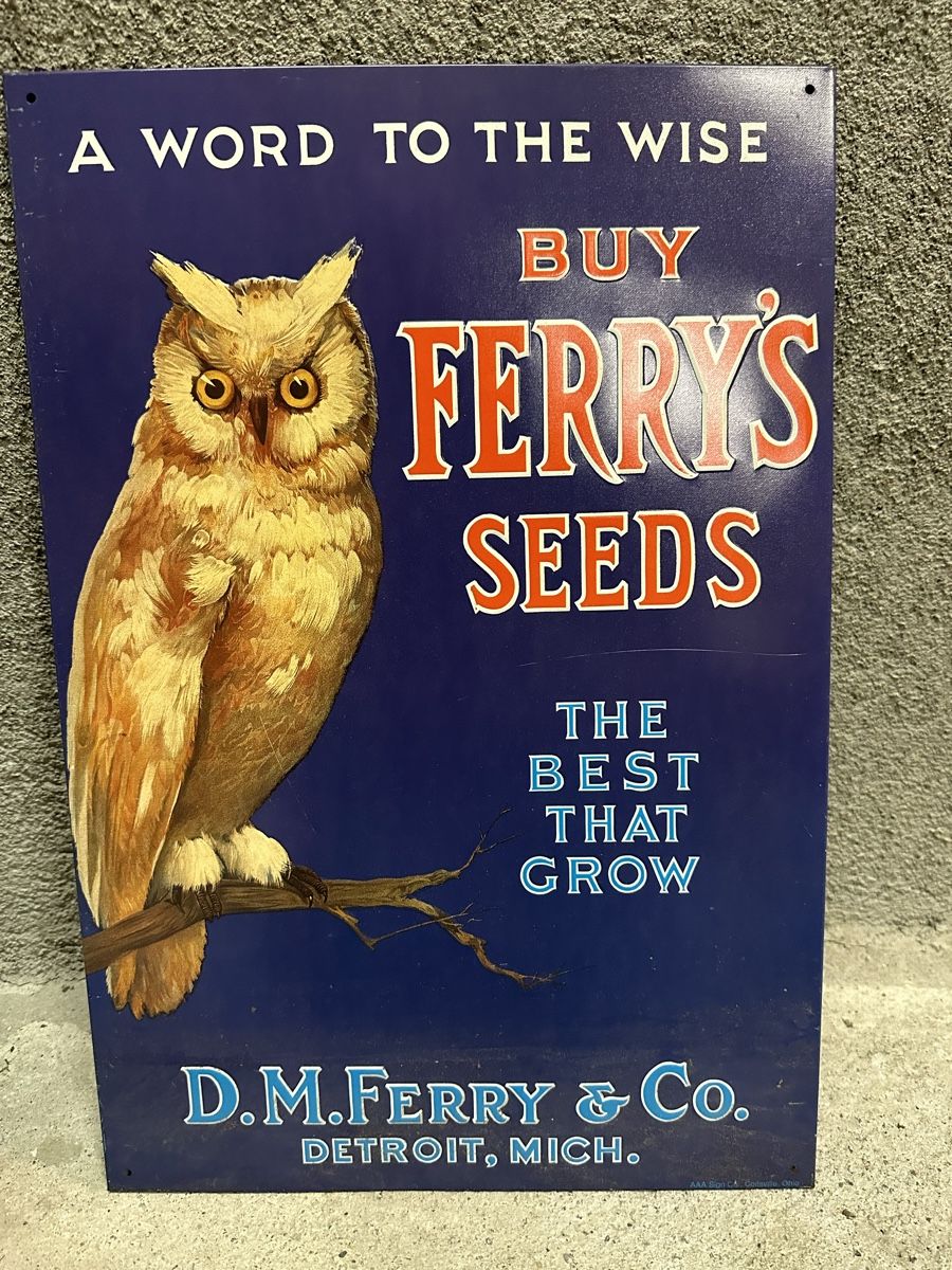 Insegne: Ferrys seed Eule Werbung Reklame  – Nuovo (secondo la descrizione) da Reinach AG venduto da rares75