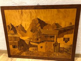 Intarsien Bild "Tyroler Landschaft", von Hand gefertigt