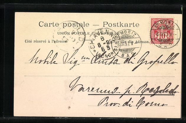 Cartoline postali: Pontresina, Gesamtansicht mit Blick ins  – Usato da Berlin venduto da bartko-reher 1