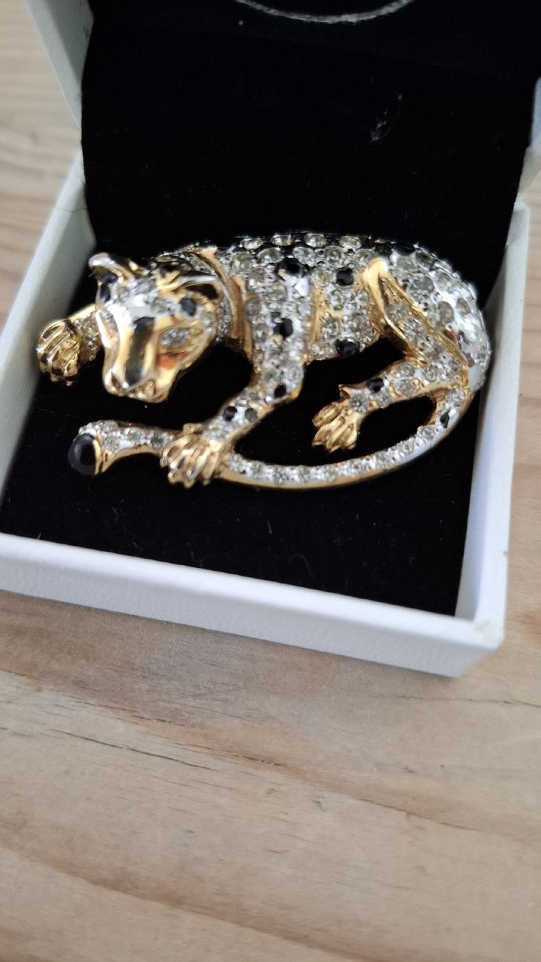 Spille & Fermagli: Eleganter Schmuck leopard Brosche mit Steinchen – Usato da Buochs venduto da regenbogen7365 1