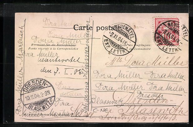 Cartoline postali: AK Neuchâtel, Ecole de Commerce, 1904 – Usato da Berlin venduto da bartko-reher 1