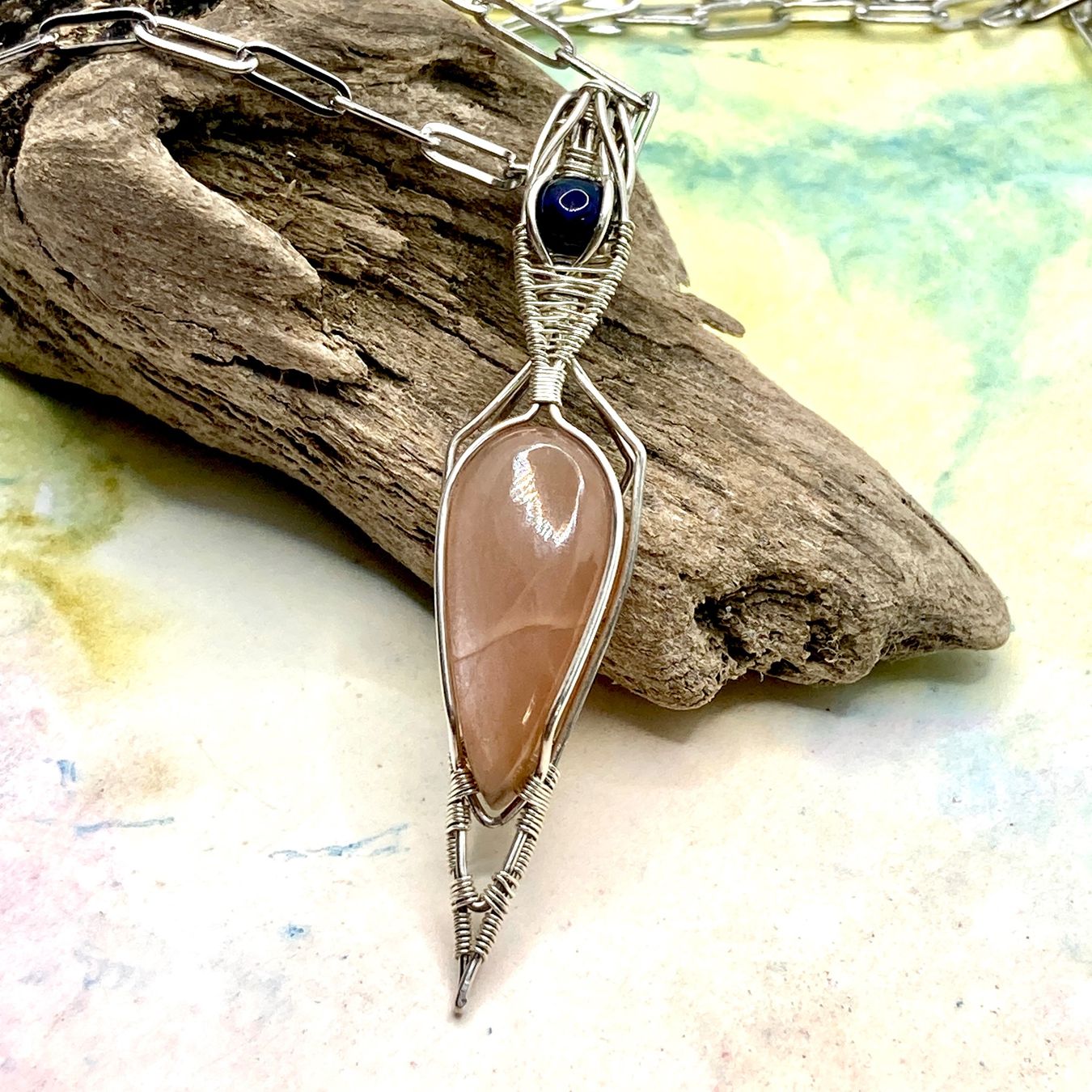 Catenine: Silberanhänger mit Pfirsich-Mondstein und Opal – Nuovo (secondo la descrizione) da Solothurn venduto da Kiki_Di 1