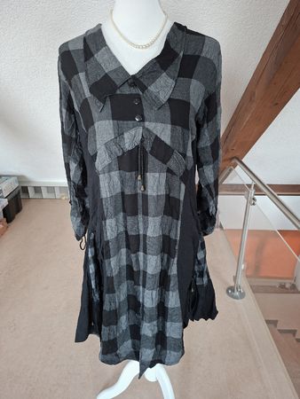 Prisa Collection Kleid, schwarz/grau kariert, ca.Gr. M/38
