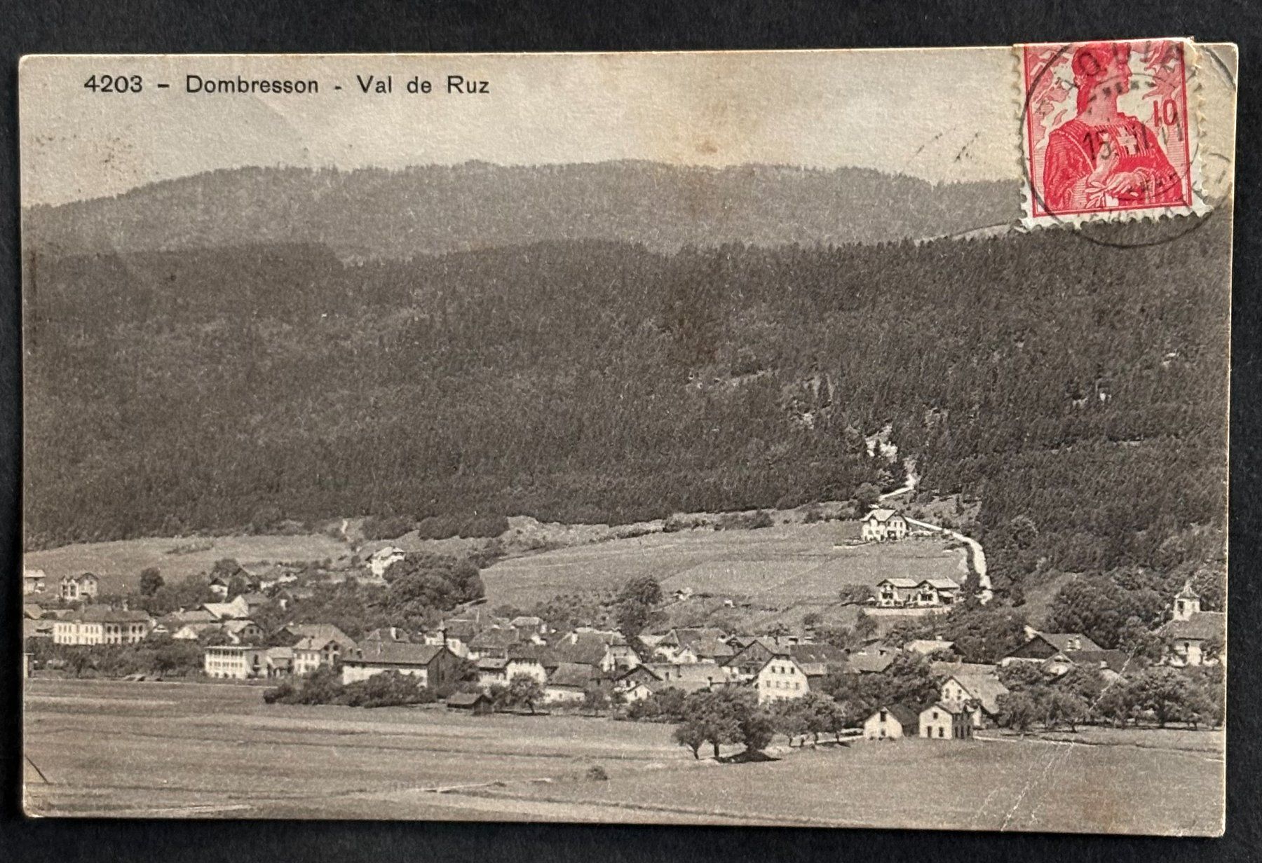 Cartoline postali: ANSICHTSKARTE DOMBRESSON VAL DE RUZ 1911 – Usato da Ostermundigen venduto da crazy-horse-1840