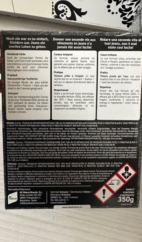 Colori: IDEAL Textilfarbe für Jeans - schwarz – Nuovo e nell'imballaggio originale da Amsoldingen venduto da Thor46 1