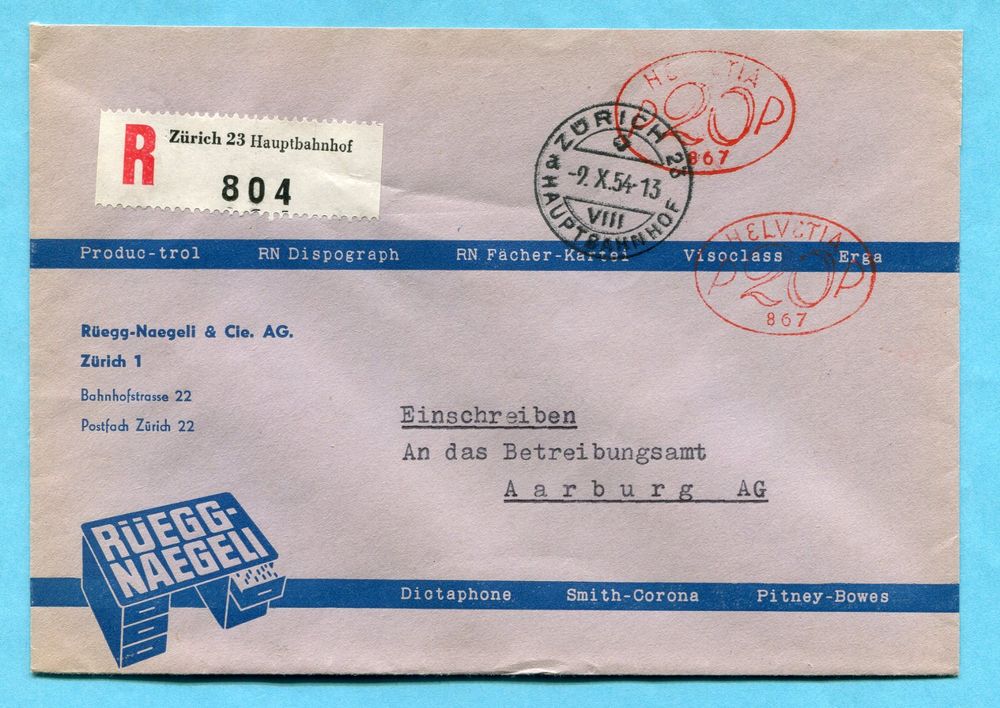 R-Brief Zürich 1954 Mit Freistempel - Absender: Rüegg-Naegli | Kaufen ...