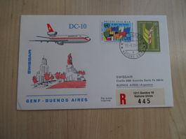 Flugpostbrief Swissair DC-10  31.3.77 Genf - Buenos Aires