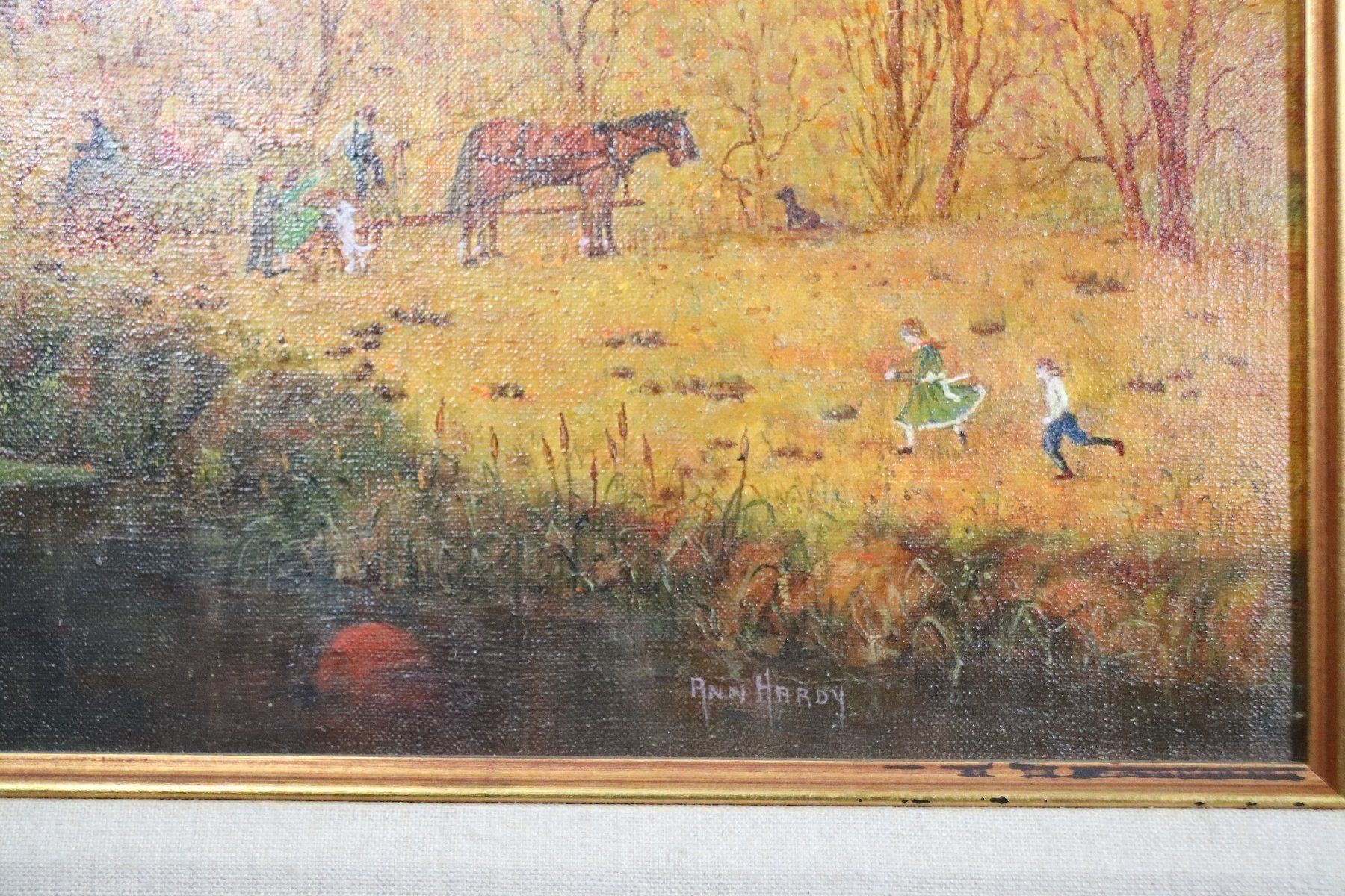 Dipinti: Ann Hardy, Gemälde "Heuwagenfahrt", feinste Malerei. – Usato da Zug venduto da Kunst-Fundgrube 3
