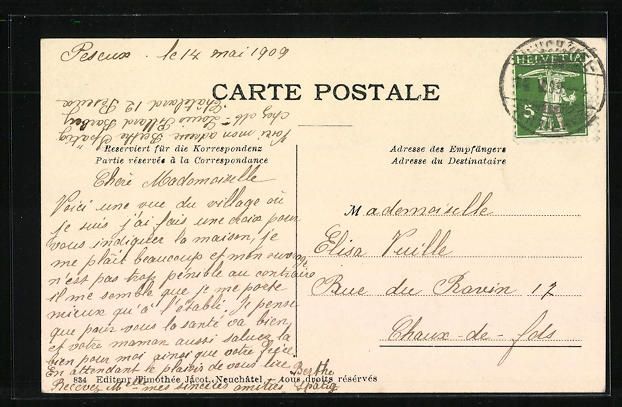 Cartoline postali: AK Peseux, Quartier du Chatelard, 1899 – Usato da Berlin venduto da bartko-reher 1