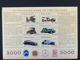 Sierra Leone Cars of The Century Block **  Luxus (B678)