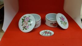 Rosendekor Rarität: 2 Pillendosen & 1 Haarspange, Vintage!