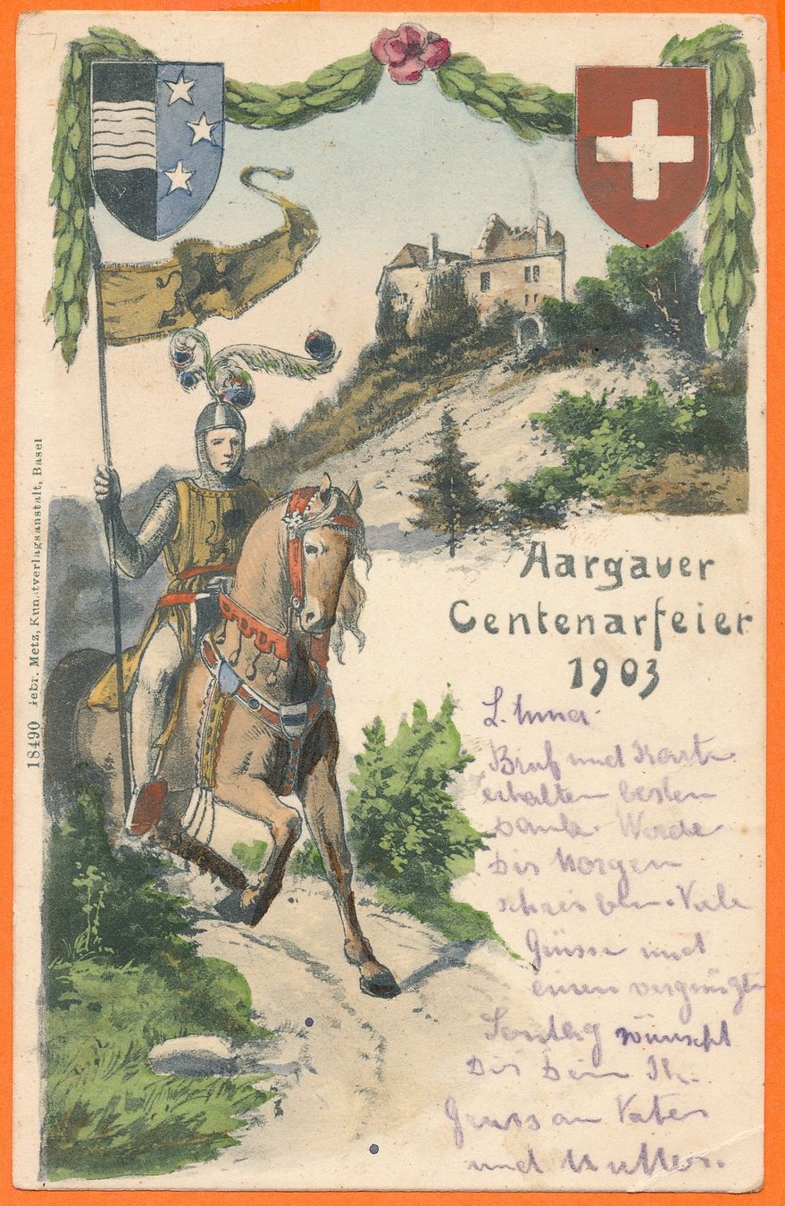 Cartes postales: AARGAUER Centenarfeier 1903 mit Rasierklingen-Stempel – D'occasion à Liestal par flohmy