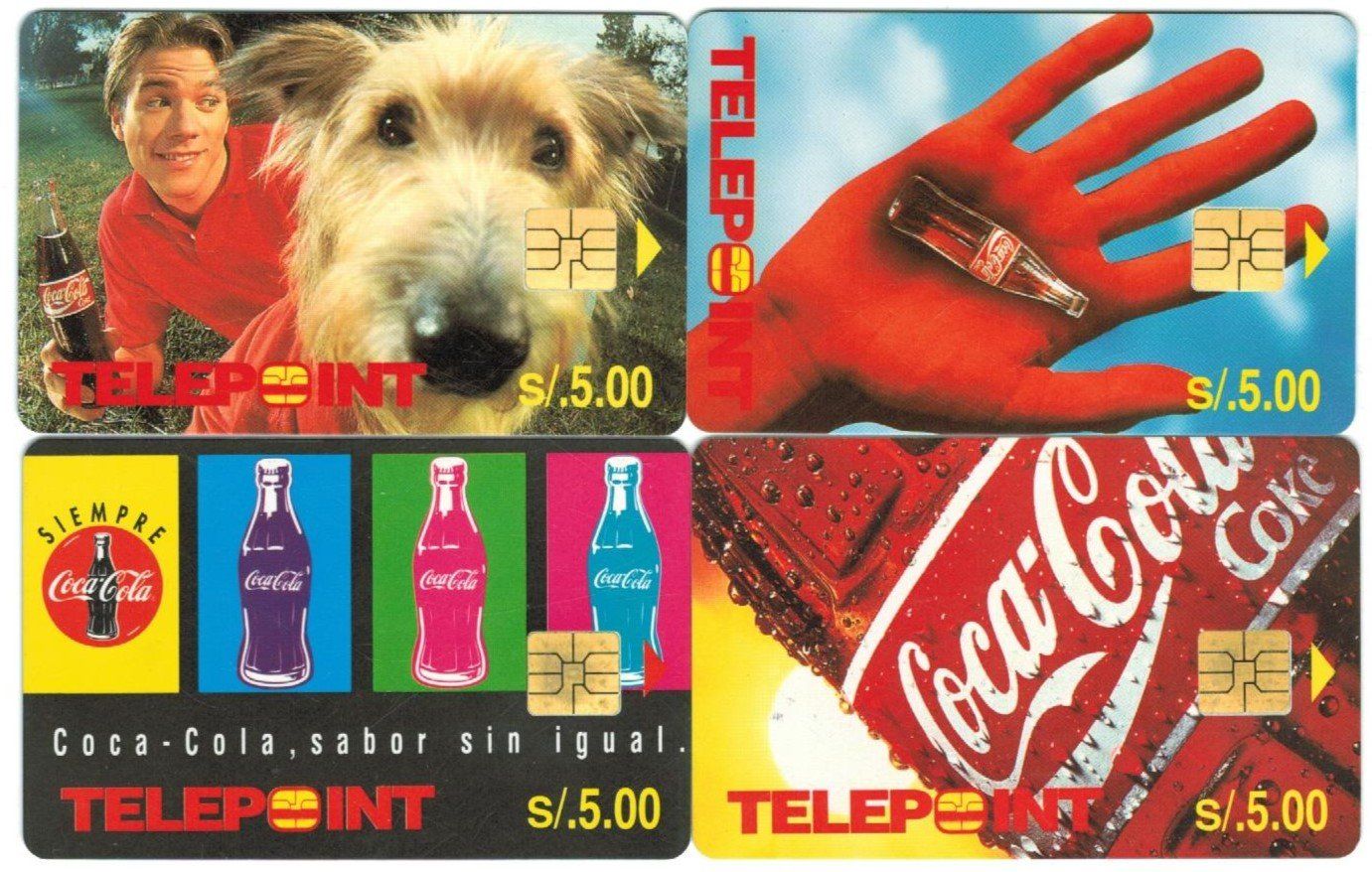 Schede telefoniche: 4 Telefonkarten Perú Eisbär mit Coca Cola Puzzle – Usato da Zürich venduto da Tolima194 1