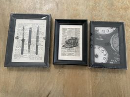 3 Prints schwarz weiss im Rahmen neu Ikea