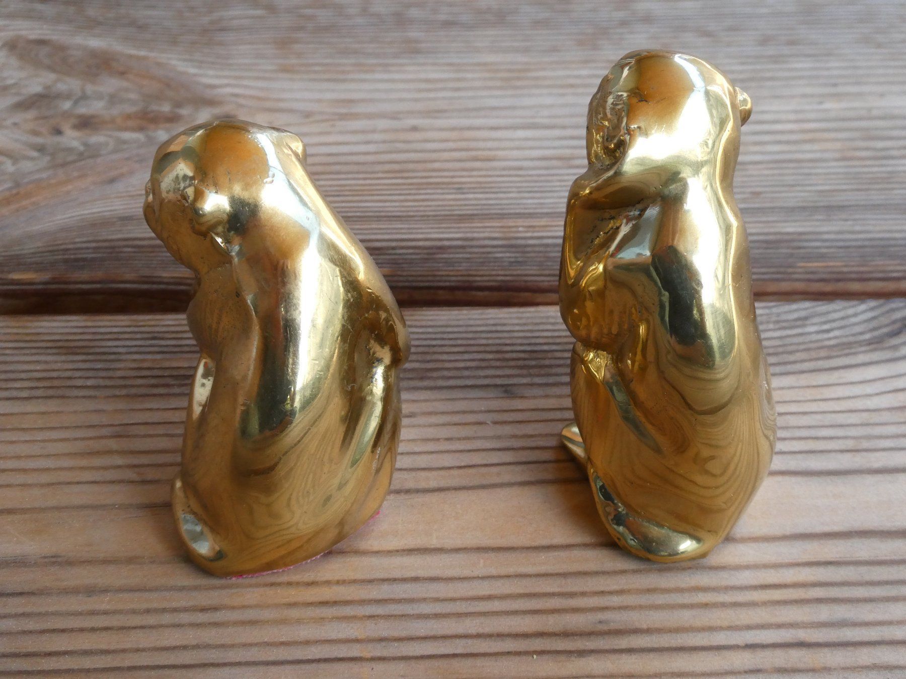 Figurines: 2 Affenfiguren, massiver Messingguss Glanzpoliert – D'occasion à Lüchingen par Eeizo 2