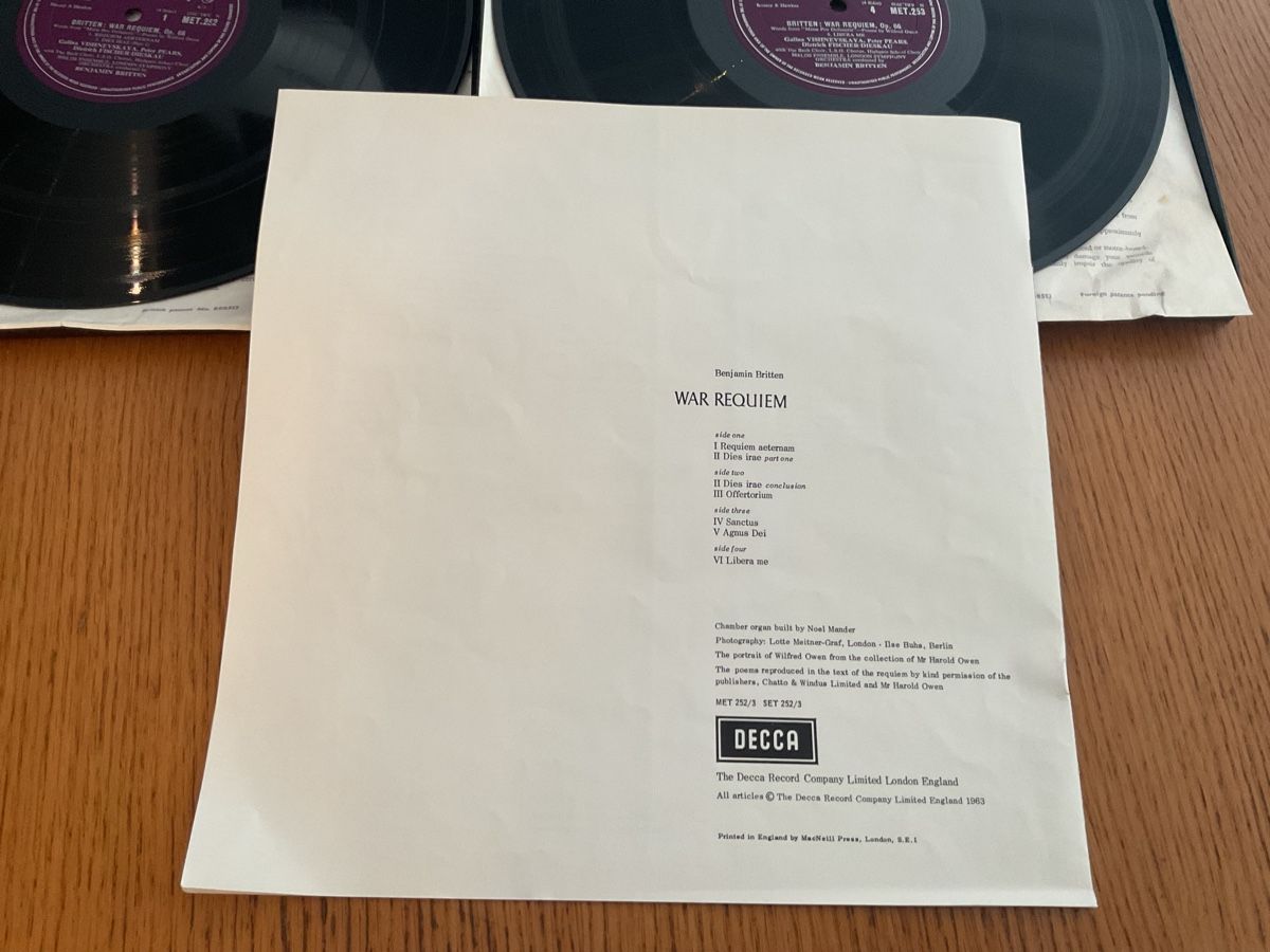Dischi in vinile: Benjamin Britten War Requiem 2xLP Decca MET 213-214 – Usato da Steinach venduto da Quarkie 4
