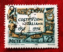 Briefmarken aus Italien 1958 Verfassung gestempelt