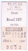 Billette Zürich – Basel SBB via Frick
