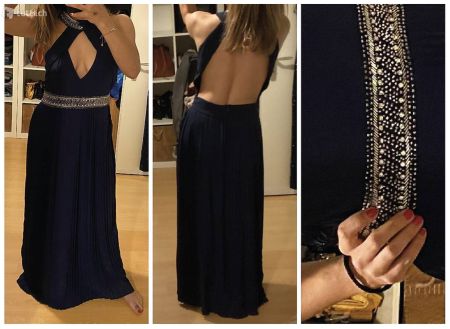 Elegantes Abendkleid mit Rückenausschnitt und Steinen,Gr. 38