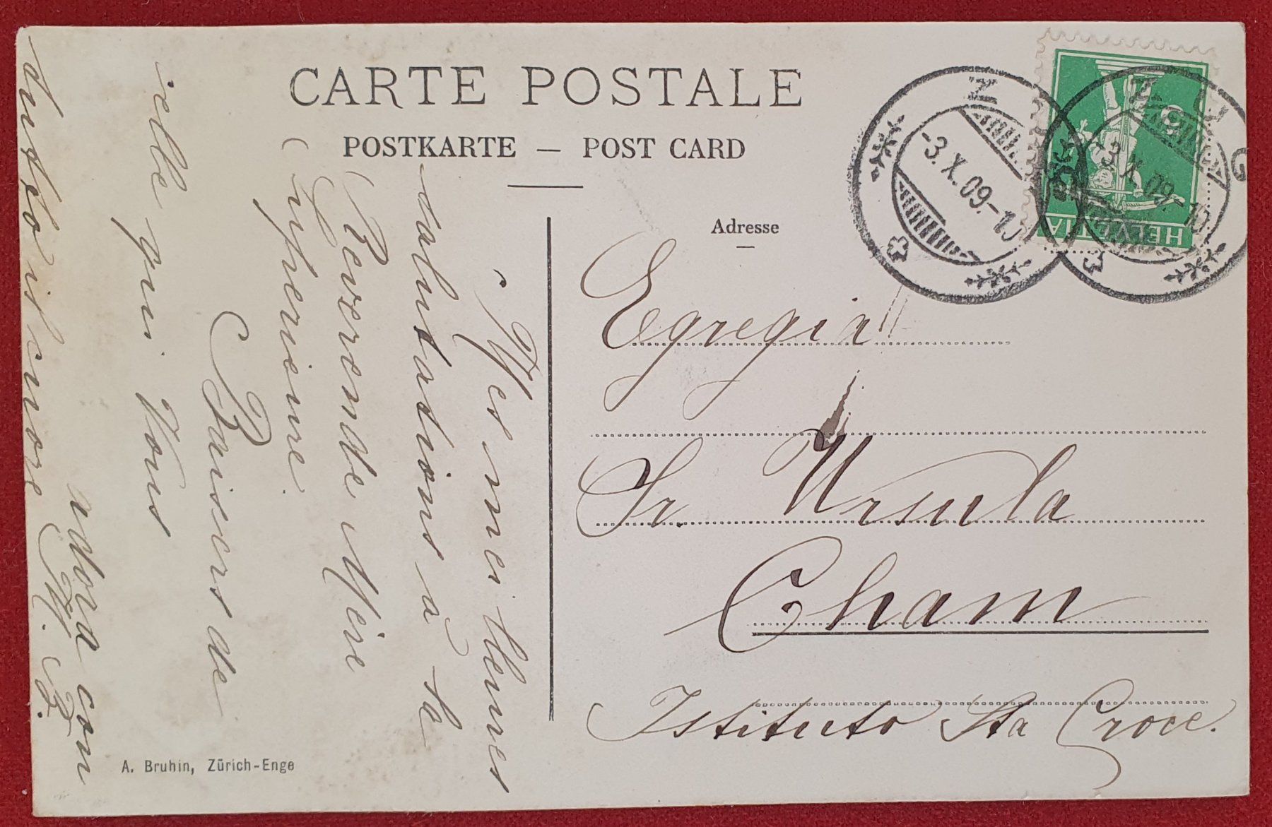 Cartoline postali: Zug 1909 - Hotel Rigi – Usato da Kreuzlingen venduto da Rschweiz1 1