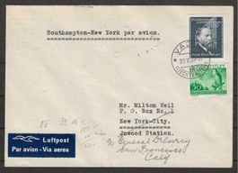 1939 : Flugpost Brief Liechtentein - nach USA, KP 190.--