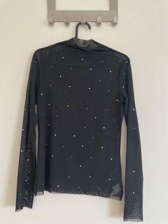 Mesh Oberteil mit Glitzer Steinen