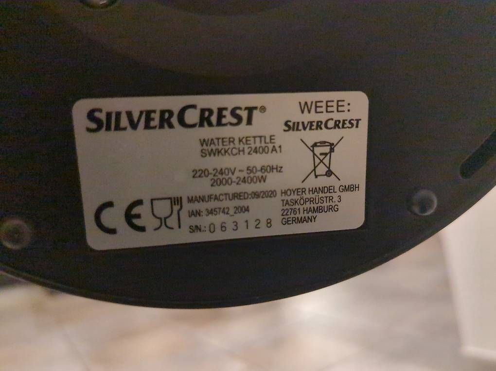SilverCrest Bollitori: Wasserkocher SILVERCREST 2400W schwarz – Usato da Rüschlikon venduto da Uebermittler 1