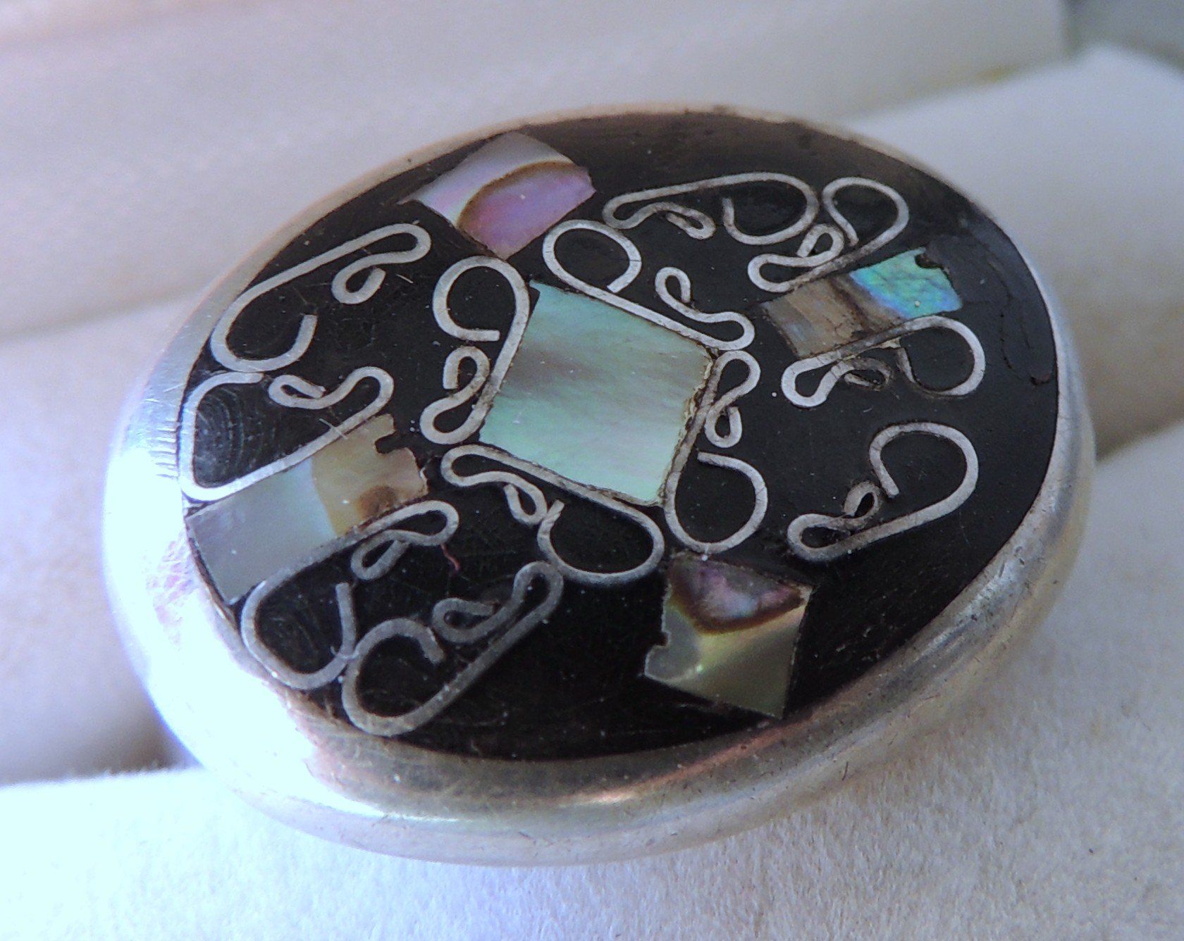Ringe: Silber 800 Lacquer Fingerring mit Abalone Intarsien Gr. 60 – Gebraucht aus Waldenburg von schaller707 1