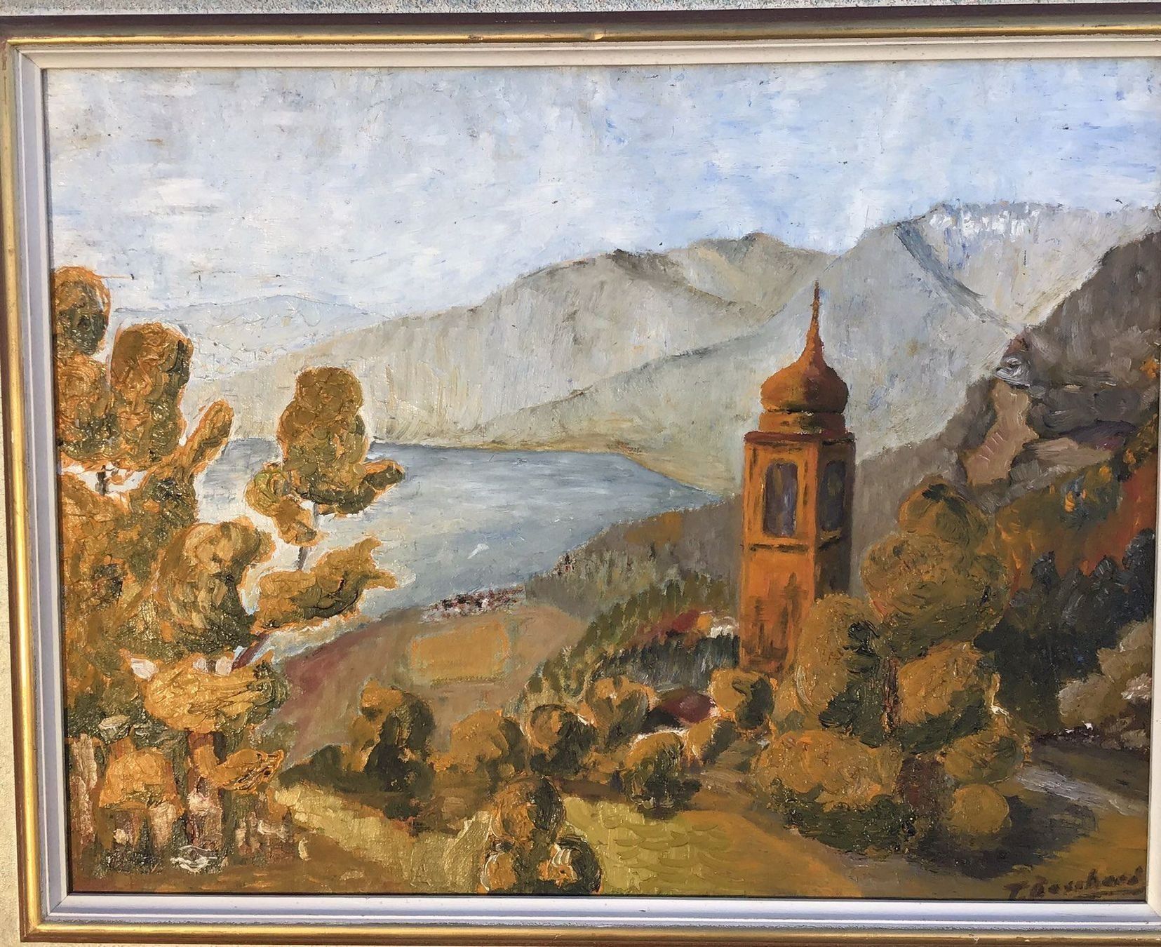 Gemälde: T. Bossard altes Landschaftsgemälde – Gebraucht aus Müllheim Dorf von Othmar73 5