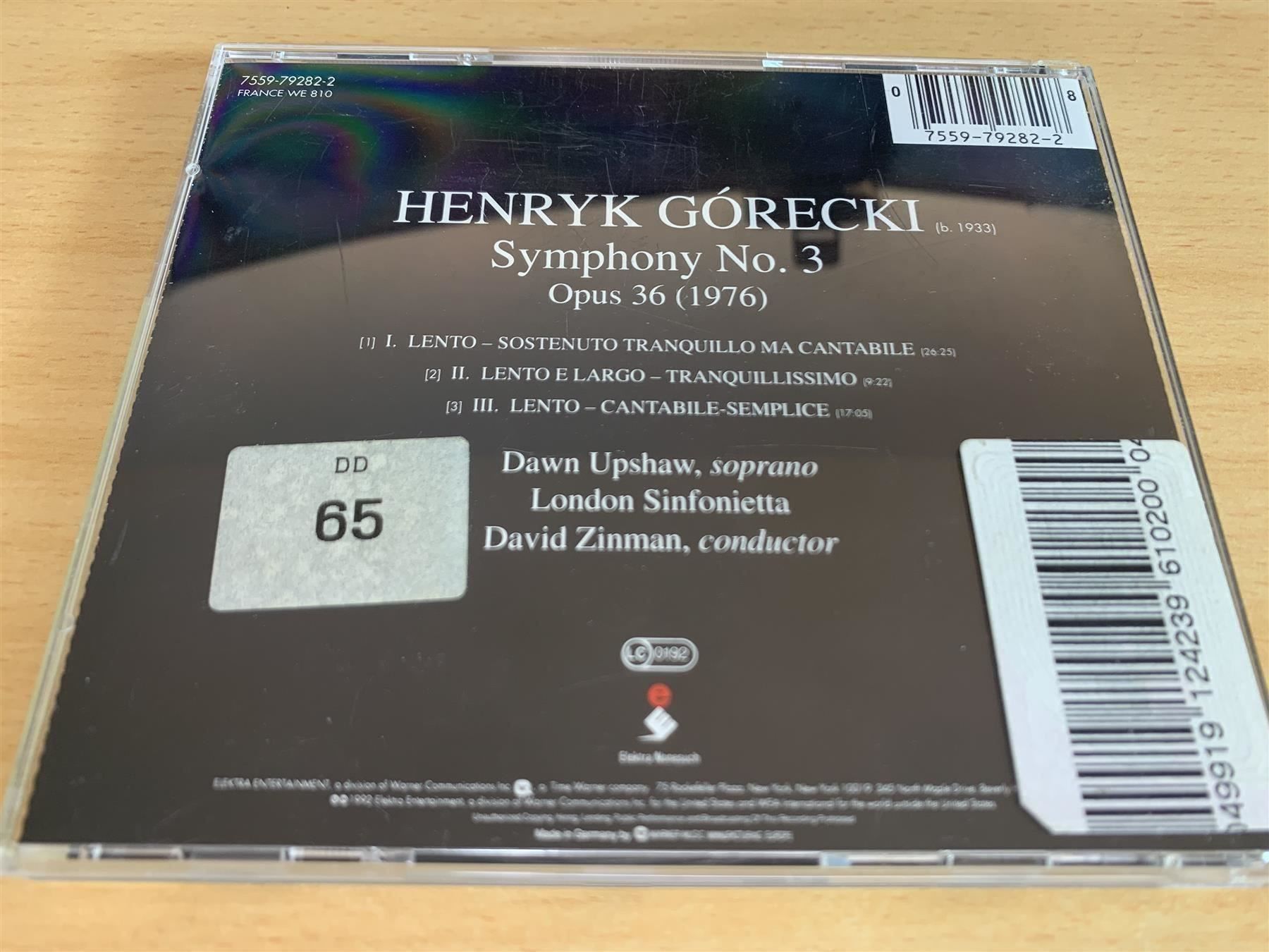 CD: Górecki - Symphony No. 3 - Dawn Upshaw – Usato da Rikon im Tösstal venduto da Alpenmutz 1