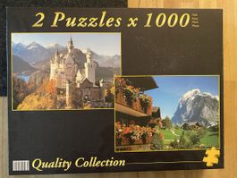 2 Puzzles 1000 Teile Neuschwanstein und Gridelwald 