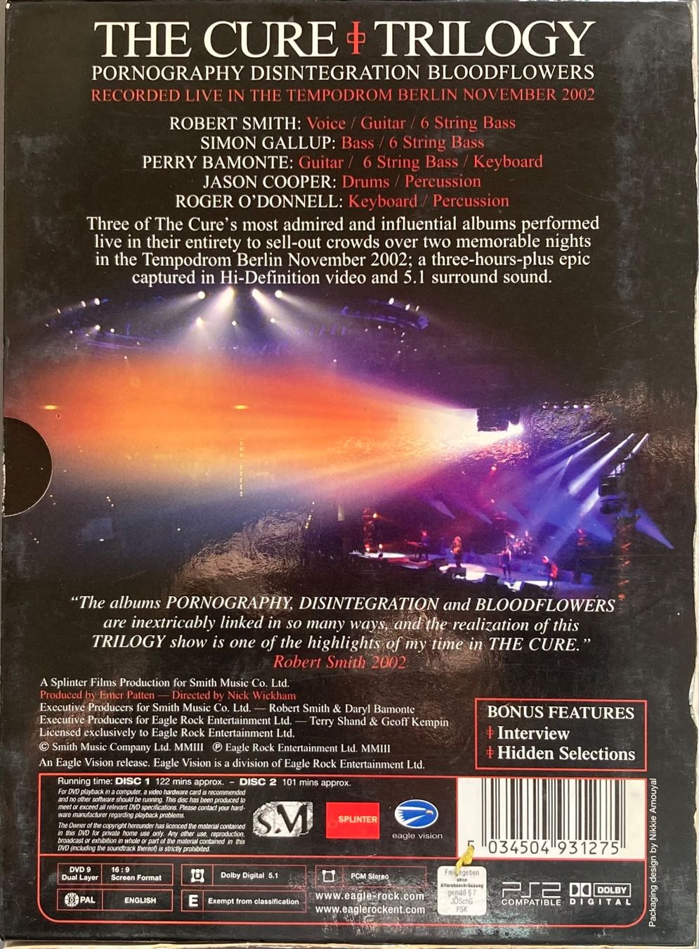 Tous les DVDs: THE CURE  - TRILOGY – D'occasion à Poliez-Pittet par Newtown-Records 1