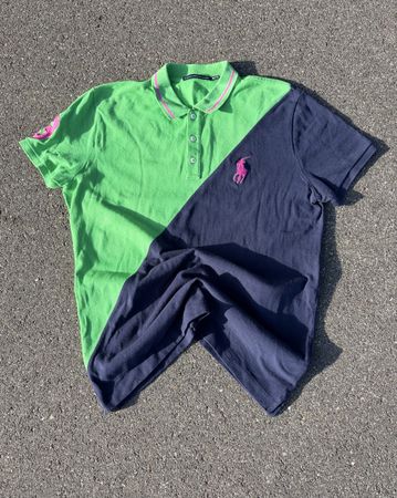 Polo Ralph Lauren T-Shirt XL colour block pink horse logo