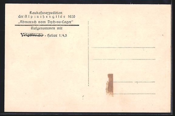 Cartoline postali: Kaukasusexpedition, Abmarsch vom Dych-su – Usato da Berlin venduto da bartko-reher 1