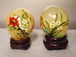 2 Deko Eier aus China - Handbemalt - Vintage - Top Zustand!❗