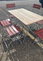 Set Tisch & 4 x Stuhl, Massivholz, Metall, Gastro -710