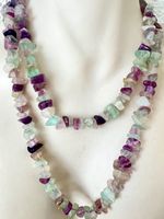 Üppige Vintage Fluorit Longkette 83cm handgefertigt Unikat