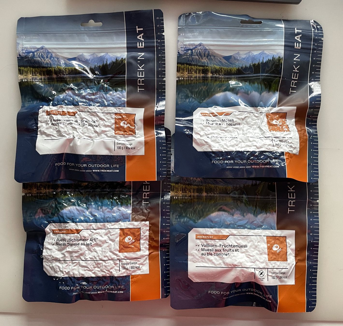 Trek Cibi & Specialità: Trek'n eat - 4er-Set div. Müesli – Nuovo e nell'imballaggio originale da Madiswil venduto da Stratosteve
