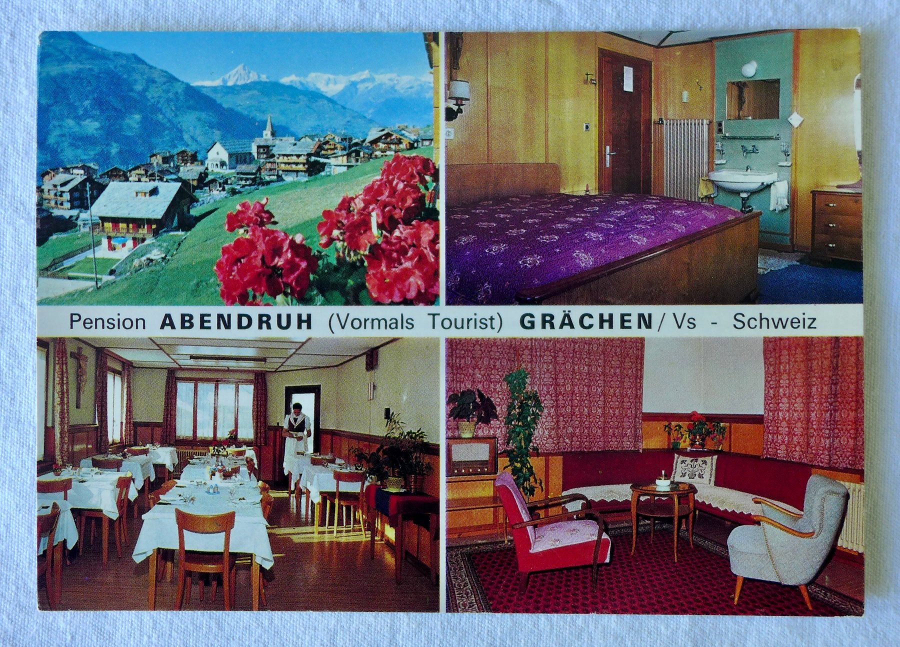 Cartoline postali: AK GRÄCHEN VS, Pension Abendruh, Mehrbild – Usato da Wallisellen venduto da aloa09