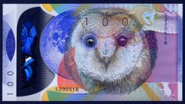 Banknote Test Note Guardian Owl. Eule. 100. 2016. Polymer.