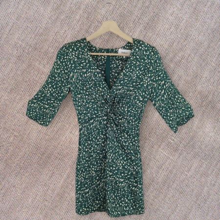 BA&SH Robe Courte Verte Imprimée 100% Viscose T0 - Top